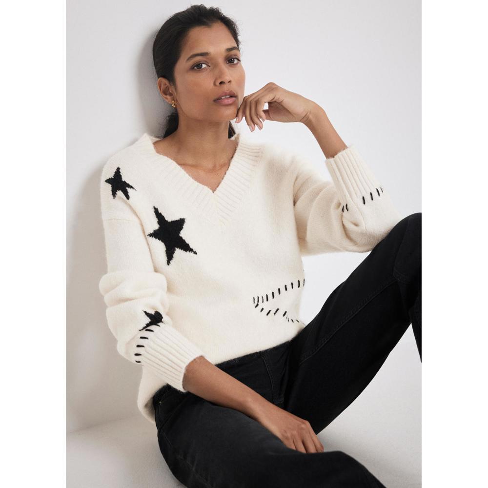 Mint Velvet Cream Star Jumper